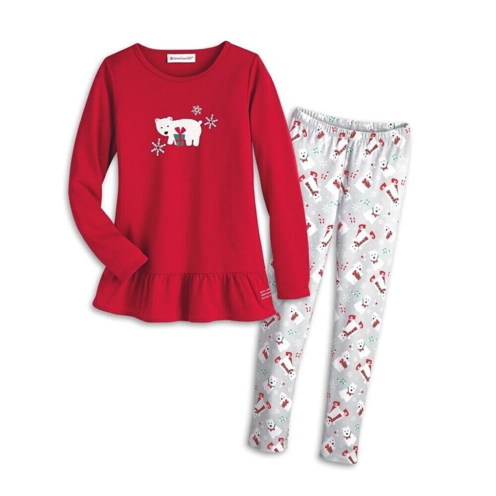 American Girl Doll Playful Polar Bear Red Holiday Pajama Set Girls Sz XL 18-20